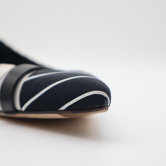 Sergio Rossi D'Orsay Asymmetrical Striped Flats Size 39 - Picture 10 of 12